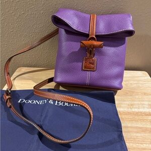 Dooney & Bourke Purple and Brown Leather Toggle Crossbody